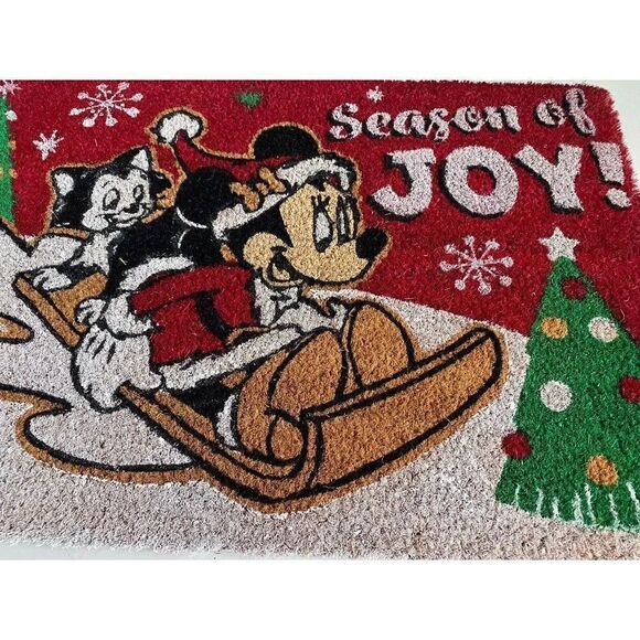 Disney Minnie Mouse Aristocats  Sledding Christmas Season Coir Door Mat 18x28” - Picture 6 of 8